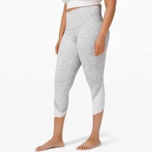 Lululemon Wunder Under Crop II High-Rise Roll-Down Scalloped Mesh Gray